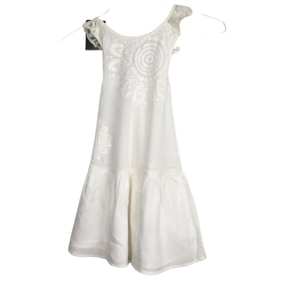 Desigual Girls Dress Size 11/12 Years White Color Lace Details gi21